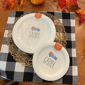 Rae Dunn ‘GATHER’ blue truck disposable plates